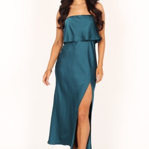 Vienna Strapless Midi Dress - Teal