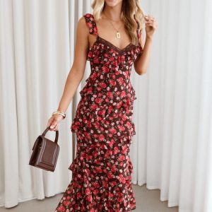 Virginia Maxi Dress - Brown Floral
