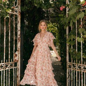 Wendi Ruffle Dress - Dark Peach Floral
