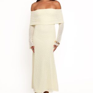 Wilma Off Shoulder Dress - Butter Yellow