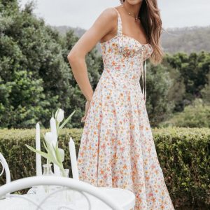Wisteria Midi Dress - Orange