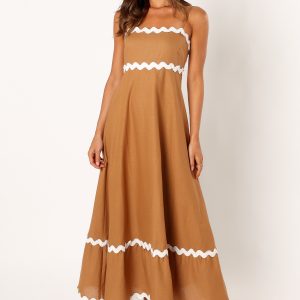 Yana Maxi Dress - Tan White