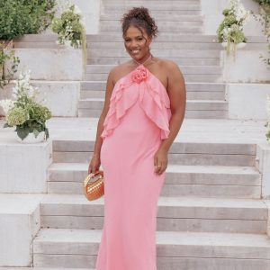 Zorina Halterneck Maxi Dress - Coral