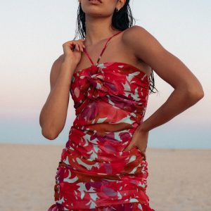 Zuri Rosette Mini Dress - Pink Azalea