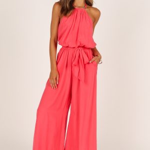 Dionne Halter Jumpsuit - Flamingo