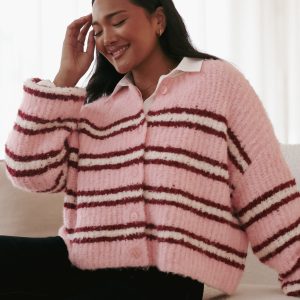 Albertine Cardigan - Pink Stripe
