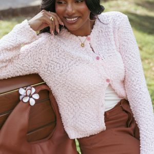 Ally Texture Cardigan - Pink