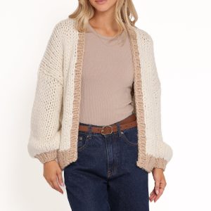 Anige Contrast Trim Cardigan - Cream