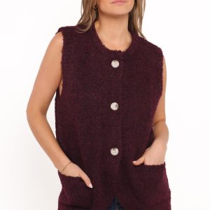 Avery Knit Vest - Wine