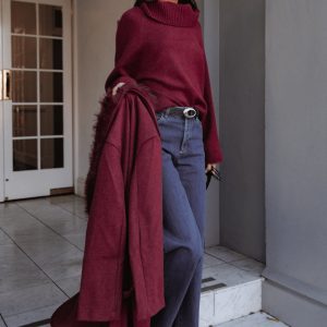 Bindy Cowlneck Knit Sweater - Wine