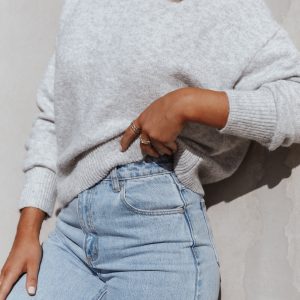 Brianna Mockneck Knit Sweater - Heather Grey