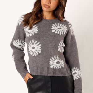 Chandler Knit Sweater - Grey White