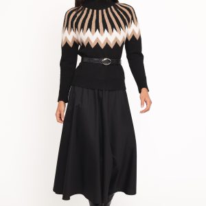 Donner Fairisle Mockneck Sweater - Black