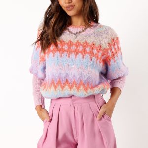 Emerson Fairisle Knit Sweater - Coral Blue