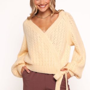 Etta Ballet Wrap Knit Sweater - Butter