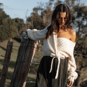 Etta Ballet Wrap Knit Sweater - Cream