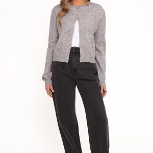 Fauna Tonal Floral Cardigan - Heather Grey