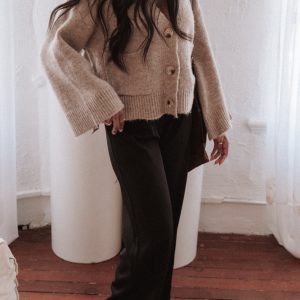 Fern Wide Sleeve Cardigan - Mushroom
