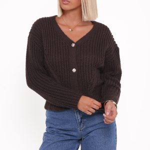 Henderson Thick Knit Cardigan - Brown
