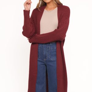 Jasmia Long Cardigan - Wine