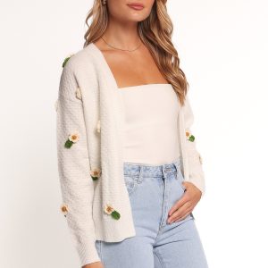 Jazzie Ditsy Flower Cardigan - White