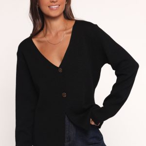 Jett Large Button Cardigan - Black