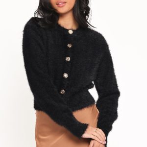 Jintie Vintage Button Cardigan - Black