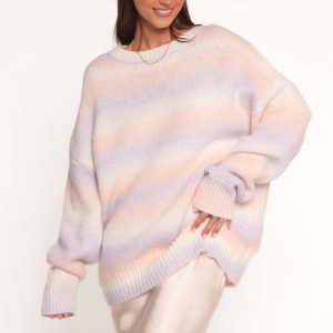 Joy Knit Sweater - Lavender Stripe