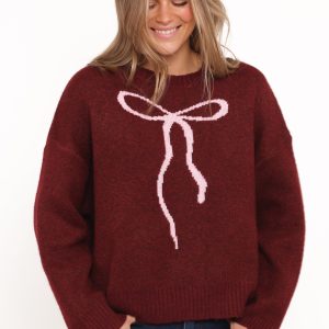 Kaori Bow Sweater - Burgundy