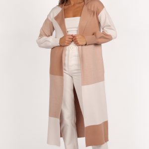 Kingston Large Check Long Cardigan - Beige Check