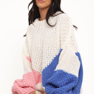 Koda Pattern Knit Sweater - White Multi