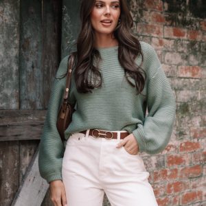 Lakelyn Textured Knit Sweater - Khaki