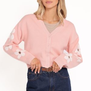 Lantana Flower Sleeve Cardigan - Pink