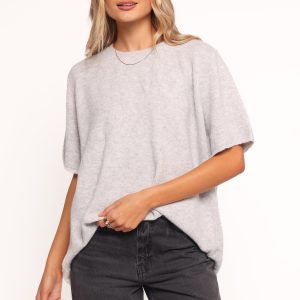 Morris Short Sleeve Oversized Sweater Tee - Grey