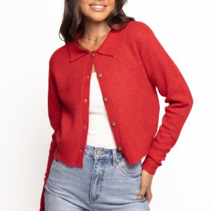 Naya Collar Cardigan - Red