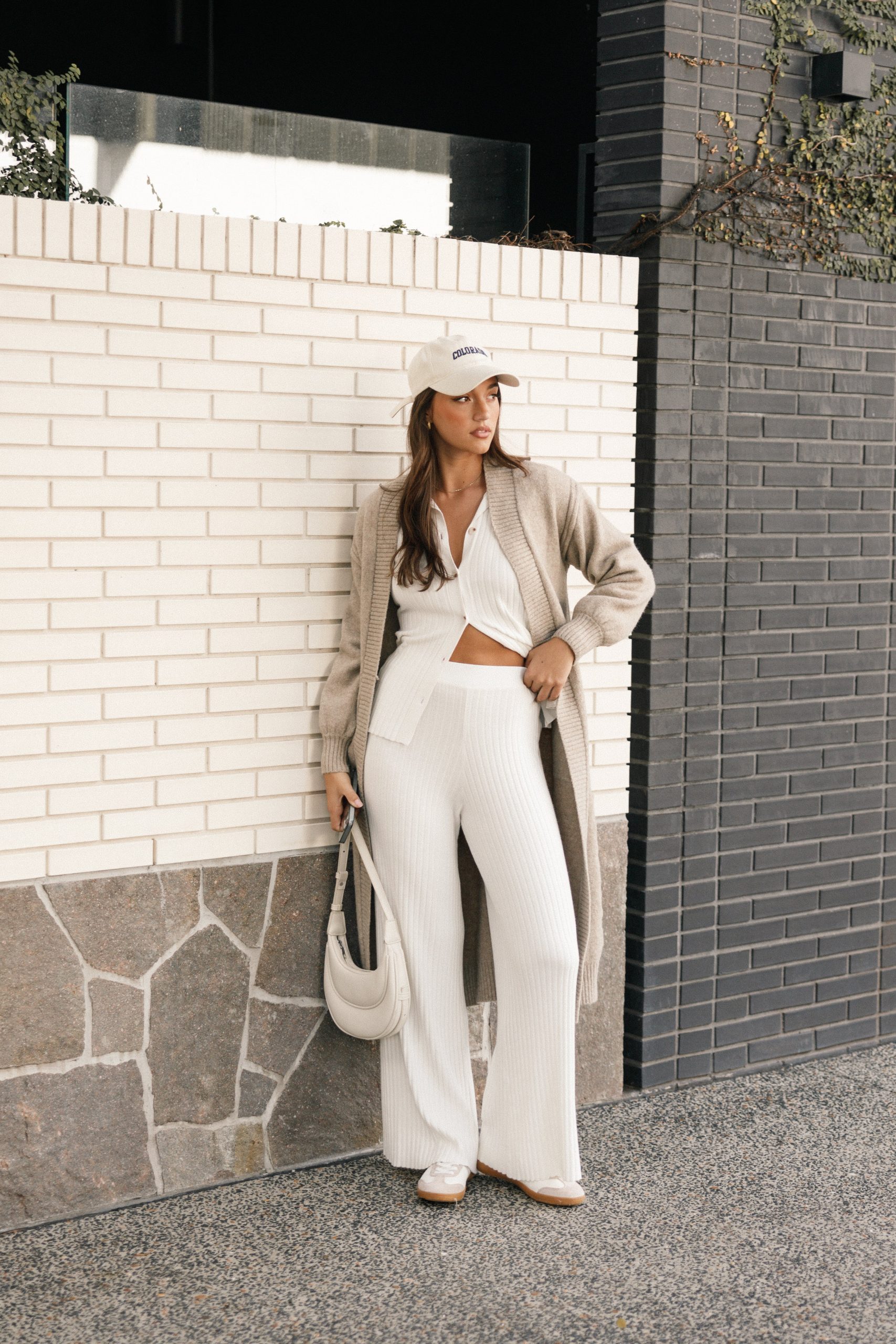 Nicolette Open Front Long Cardigan - Latte - Image 2