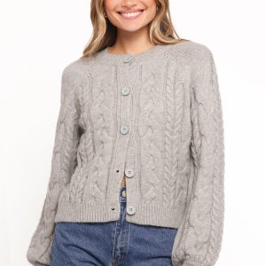 Nika Cable Knit Cardigan - Grey