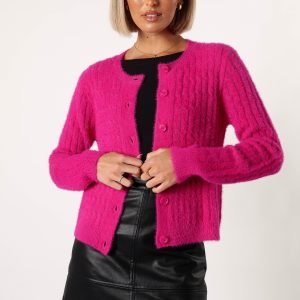 Ryann Button Front Cardigan - Magenta