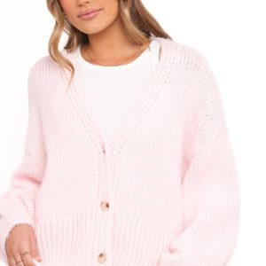 Selina Wide Sleeve Cardigan - Pale Pink