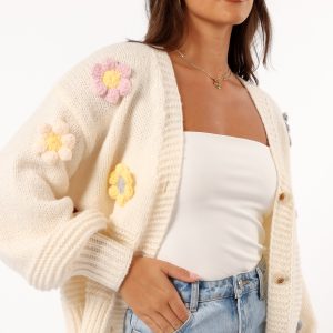 Sienna Flower Cardigan - Cream