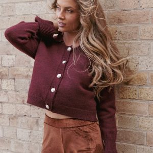 Thelma Trumpet Sleeve Cardigan - Cabernet