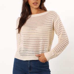 Tricia Open Weave Knit Sweater - Cream