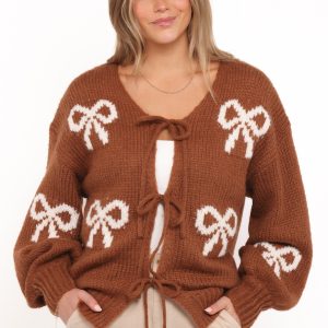 Vienna Bow Cardigan - Camel