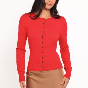 Walsh Scalloped Cardigan - Red