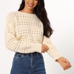 Watton Stripe Knit Sweater - Cream