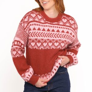 Zinnia Fairisle Knit Sweater - Red