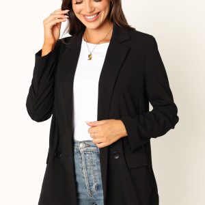 Ailani Button Front Blazer - Black