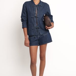 Avon Bow Front Denim Shacket - Denim