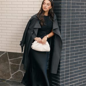 Billy Button Front Trench Coat - Charcoal