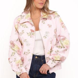 Calvin Floral Twill Zip Jacket - Pale Pink Floral